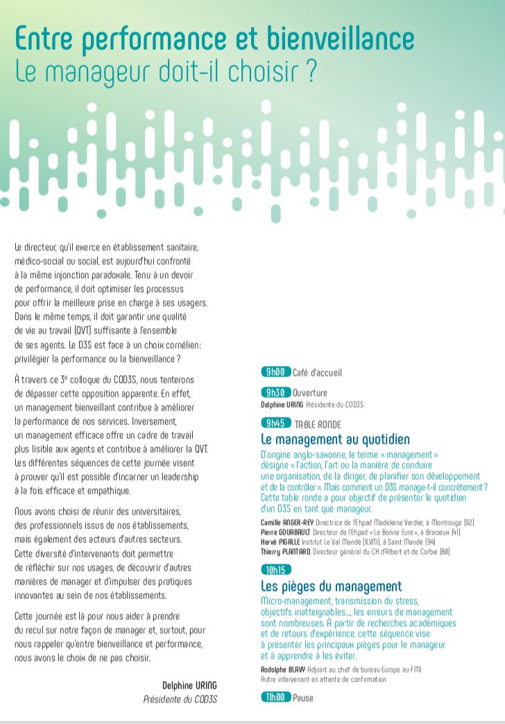 COD3S_national's tweet photo. Le programme du #colloqueCoD3S s’affine. Nous sommes dans les starting-blocks pour vous accueillir le 4 octobre! 
@Directions_fr @GMF_assurances @gerontonews @HOSPIMEDIA @heral_publicite 

👇👇👇 https://t.co/mCh5cdP5mD