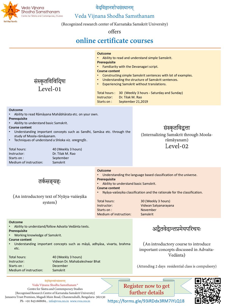 vevishosam's tweet photo. Are you searching for

Authentic online course to learn Samskrit from the basics?
A course to read and understand Samskrit?
A course to improve your Samskrit skills?
A course to learn Śāstras from a traditional scholar?
Apply here to get further details -

https://t.co/WMrxM5hSdR https://t.co/Gsy6yfI3d2
