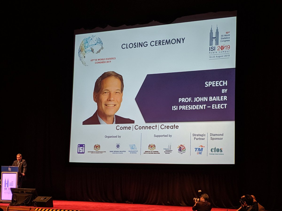 Salima_Mansouri's tweet photo. Last moments at the #World #Statistics #Congress #ISIWSC2019 #Malaysia #KLCC #closingCeremony
Congrats to the #new president of the #ISI @john_bailer 🎉
#JSM2016 Joint Statistical Meetings #Chicago, #ISIWSC2017 #Marrakesh #Morocco https://t.co/1Bp9CZIErF