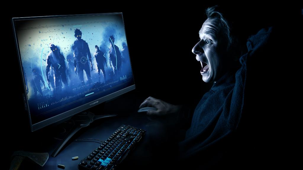PredatorGaming's tweet photo. It’s not gaming when you’re training for the zombie apocalypse at 240Hz 😄🧟 #XN3Monitor https://t.co/S2IxcwNQgL