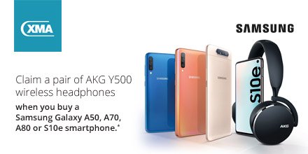 WeareXMA's tweet photo. Claim a free pair of wireless headphones! purchase your Samsung Galaxy A50, A70, A80 or S10e from https://t.co/JHu3ad2Zml and claim from https://t.co/YOQ0maHHtd (T's&C's apply) #Samsung #FreebyFriday https://t.co/N3Y7z3OrTk