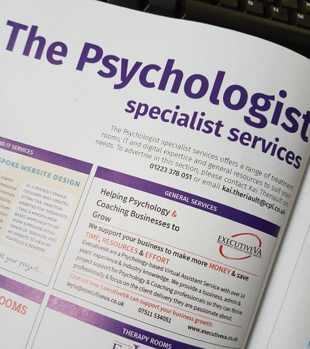 There is something about seeing your name in print (well, business name that is!). Flicking through the August edition of the BPS The Psychologist, I couldn't help but exclaim, "Hey... that's me!".

#nameinprint #psychology #supportbusiness