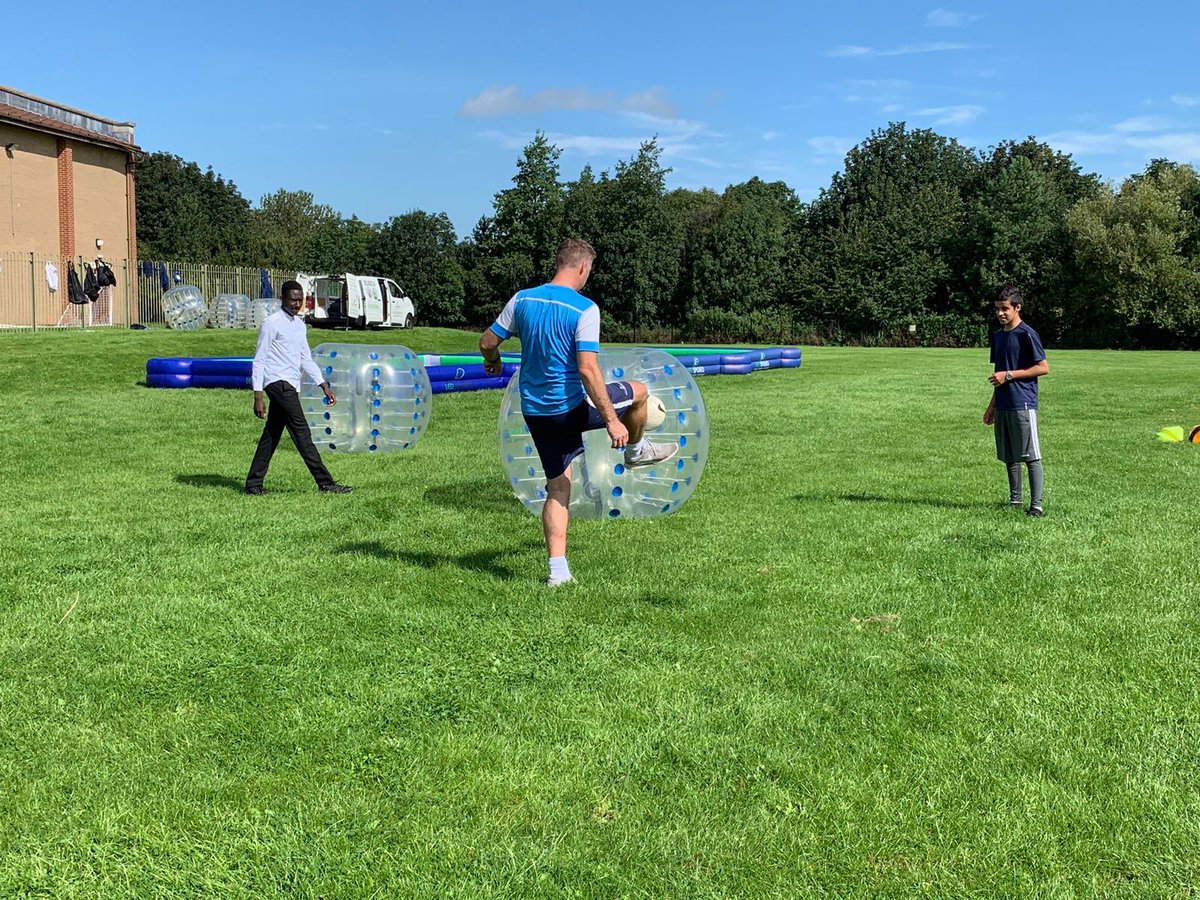 Having fun <a href="/LeedsCityWay/">Leeds City Academy</a> with the #zorbs and #footpool on the summer fun day! Helping the children with #transition and #attendance for the forthcoming school year #bubbleshot #leeds #fun
