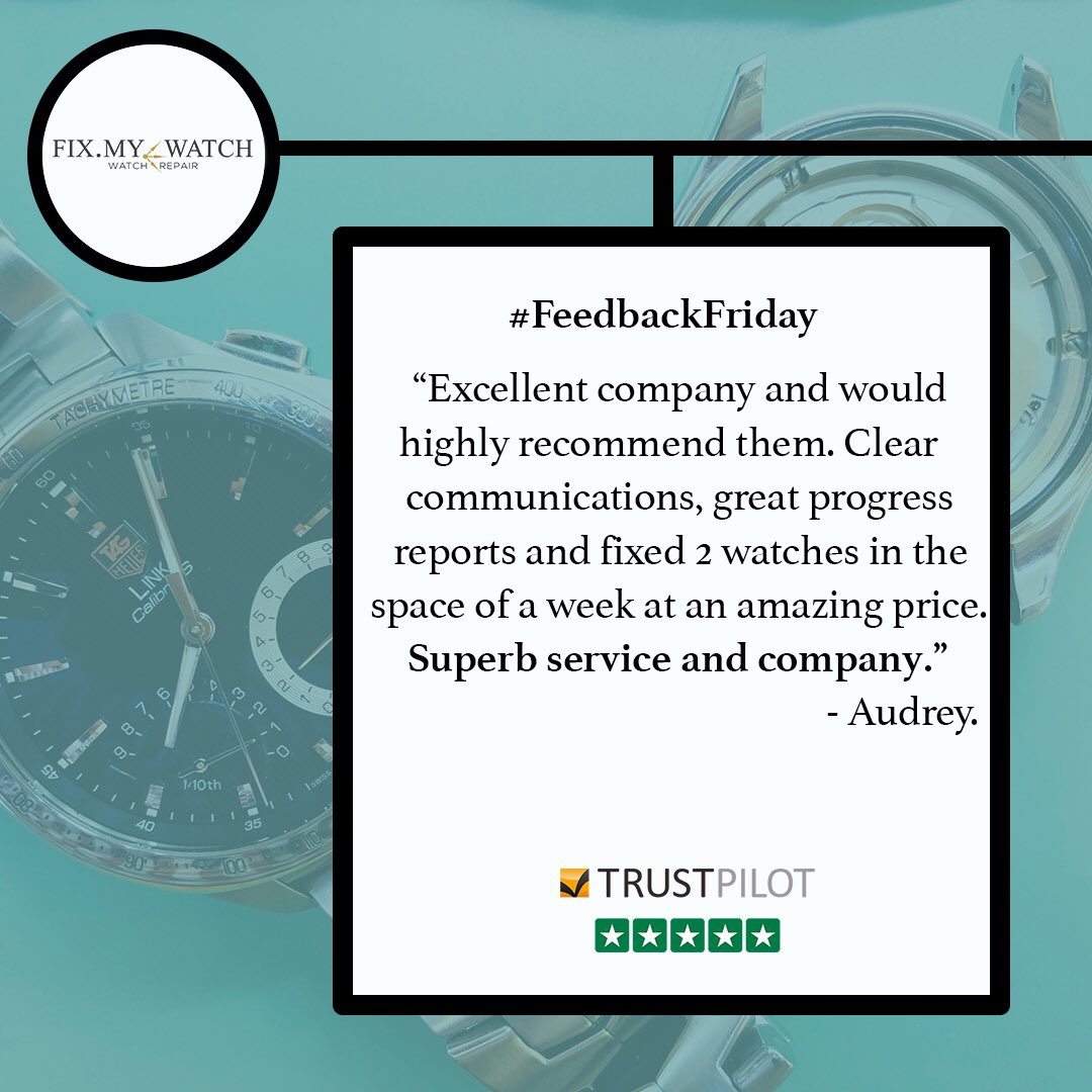 FMWHorologists's tweet photo. Needing a company you can trust? Let our glowing reviews speak for us! 🙌⌚️ 

https://t.co/ZayKNcdy5P

#WatchRepair #FixMyWatch #FridayFeeling https://t.co/KZCYS44FMV
