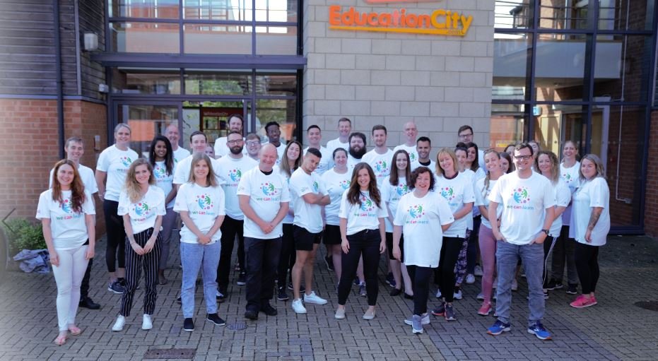 EducationCity's tweet photo. We're supporting our team from @edmentum, to help raise money for #WeCanLearn. Here in the UK, we're getting ready for our sponsored 5K run, walk or cycle. Go team go! 
@CandeeJamie #charityevent https://t.co/ZHXwx6O4bV