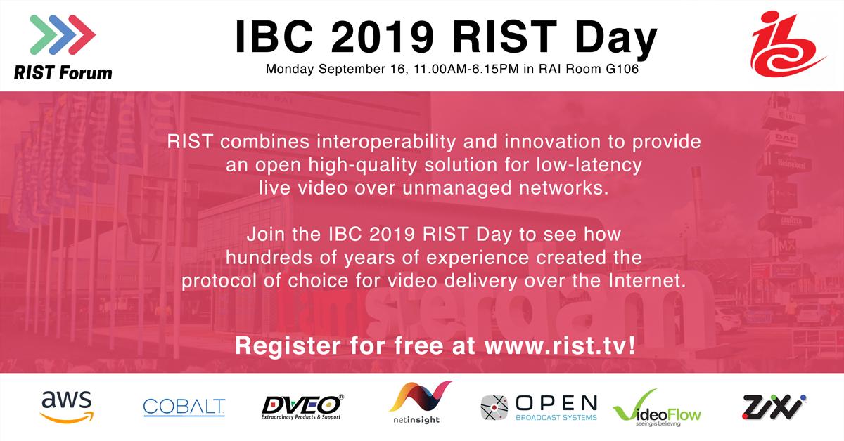 RISTForum's tweet photo. Join our free IBC RIST Day on Sept 16 at 11am, to see how hundreds of years of experience created the protocol of choice for video delivery over the Internet. 

https://t.co/sxjXvAAL7q https://t.co/OD6Jj87znc