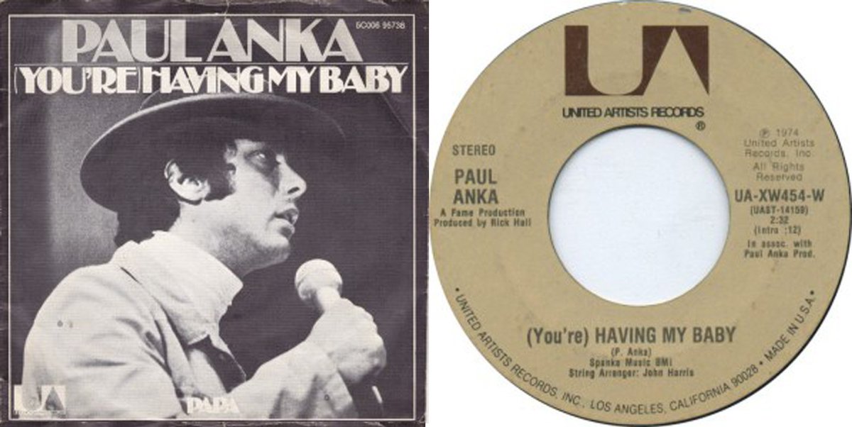 espofootball's tweet photo. #OTD Aug24,1974 #PaulAnka (with #OdiaCoates) starts a 3wk run at #1 on the @billboard Hot100 Singles Chart with "(You're) Having My Baby" @OfficialAnka Video==> https://t.co/egAFgbBrWk https://t.co/yzthS8Rrln