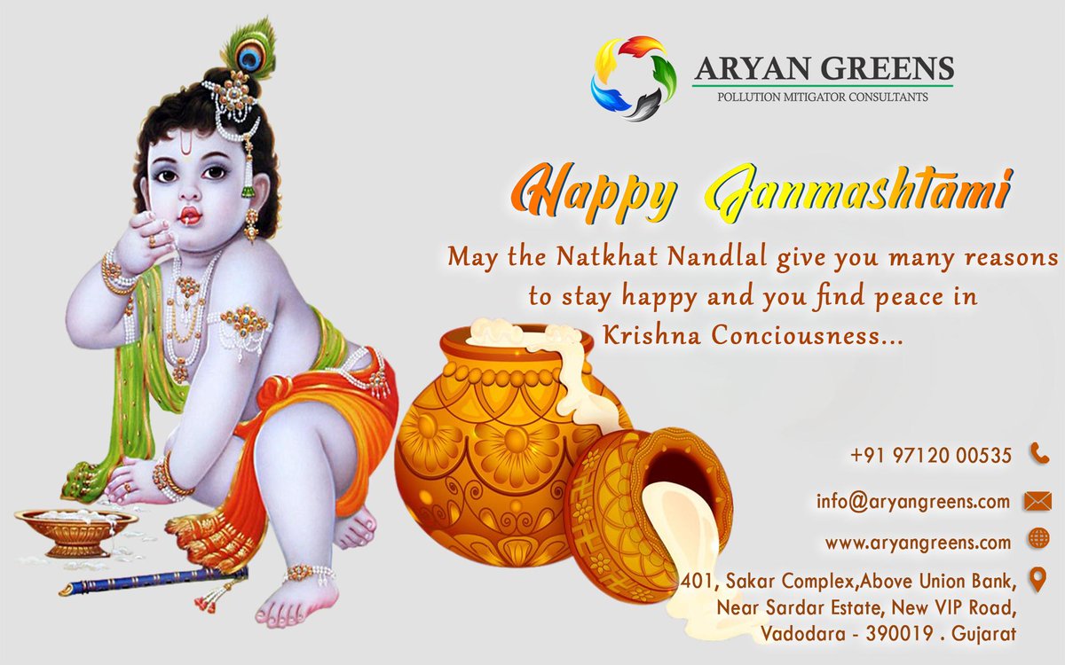 May this Janmashtami shower on you blossoms of love and peace. May the divine grace of Lord Krishna be with you today and always. Happy Krishna Janmashtami. #Kirshnashtami #Krishnashtami2019 #Aryangreens