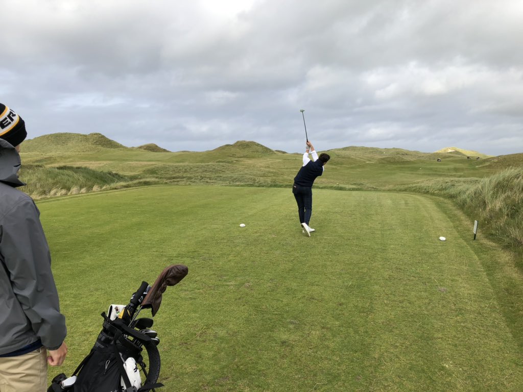 EIGTravel's tweet image. The Sprague group from the US teeing off @CarneGolfLinks this morning as part of @SMLinks 2019! #SMLinks2019 #eigtravel