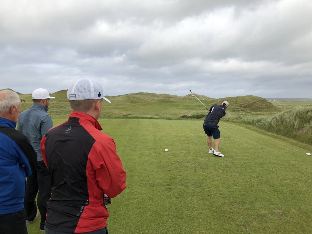 EIGTravel's tweet image. The Sprague group from the US teeing off @CarneGolfLinks this morning as part of @SMLinks 2019! #SMLinks2019 #eigtravel
