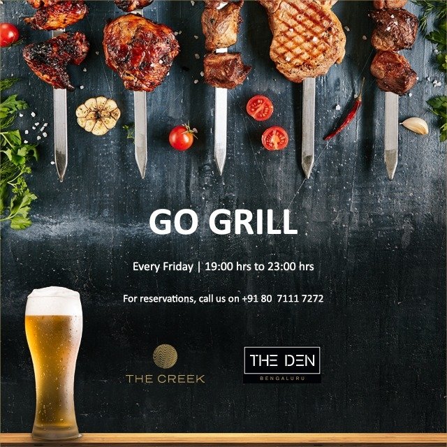 DEN_Bengaluru's tweet photo. The stellar combination of barbecue, beer and music is everything you need on a Friday evening! #GoGrill
To reserve your table for a fun friday evening, call on 080 7111 7272.
#TheDen #TheCreek #DineAtTheCreek #beer #barbecue #friday #friyay #weekendplans #goodtimes #gogrill https://t.co/1wQHjTcXci