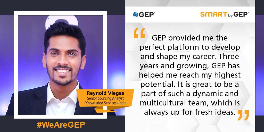 GEP_Worldwide's tweet photo. Reynold Viegas explains how GEP's creative and caring culture shaped his career. #WeAreGEP #GrowingAtGEP https://t.co/uHwe3wujyo
