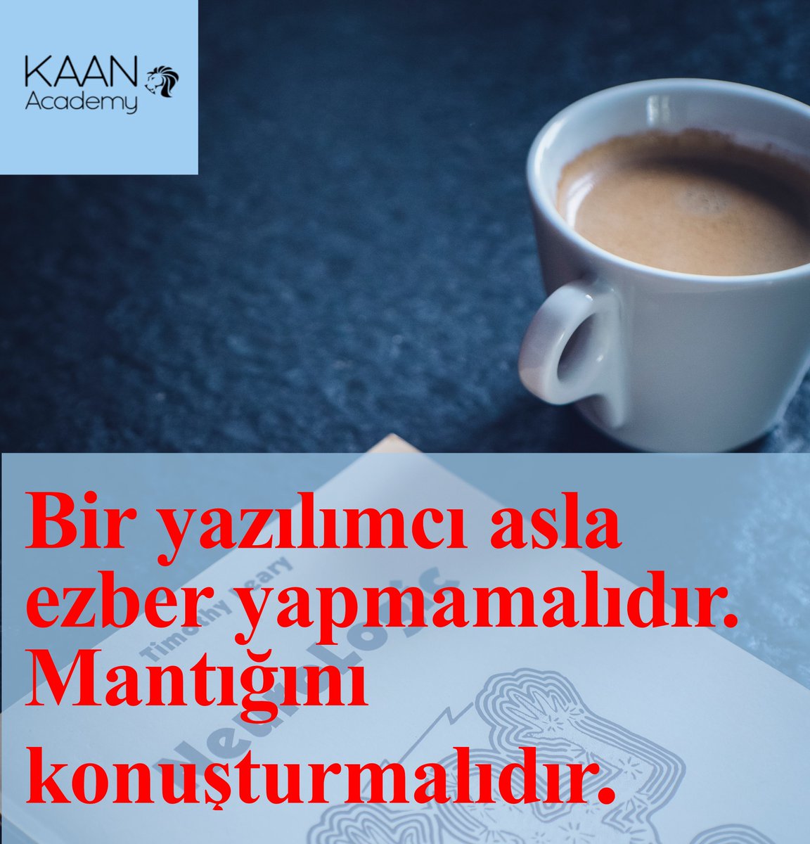 kaanacademy's tweet photo. Bir yazılımcı asla ezber yapmamalıdır. Mantığını konuşturmalıdır. #yazıl��m #programlama #programlamadili #yazilimci #yazılımcı #bilgisayarmühendisliği #bilgisayarprogramcılığı #bilgisayarmühendisi #yazilimmuhendisligi https://t.co/lub59PVcGq