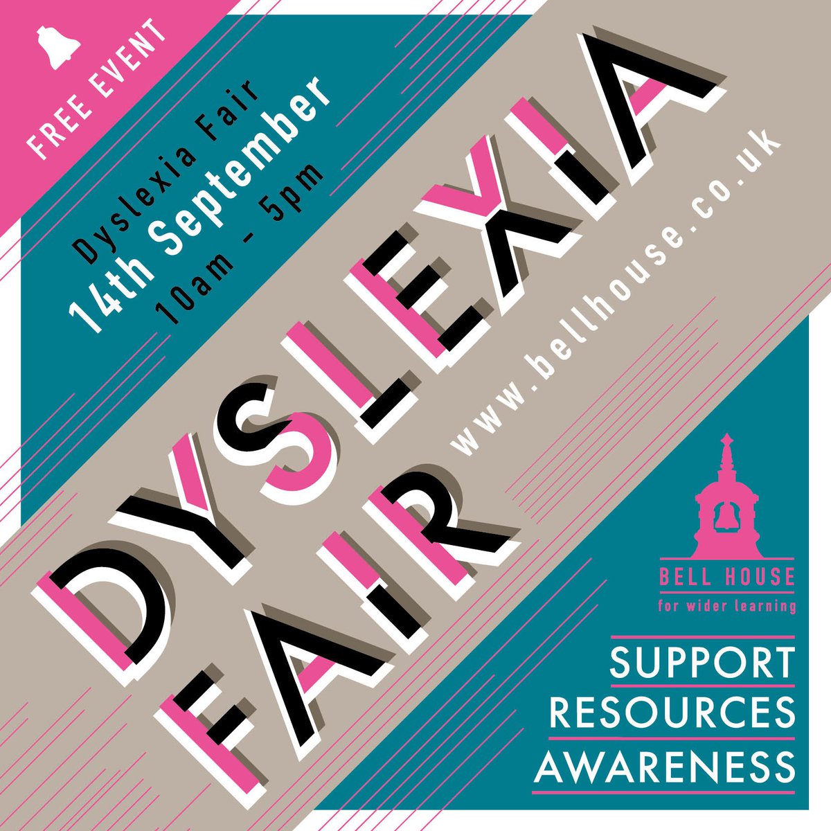 #DyslexiaFair2019 Really looking forward to seeing everybody at this year's FREE Bell House Dyslexia Fair in Dulwich. Last year's was hugely successful, we expect this year to be even better. 14 September. Register  eventbrite.co.uk/e/dyslexia-fai…