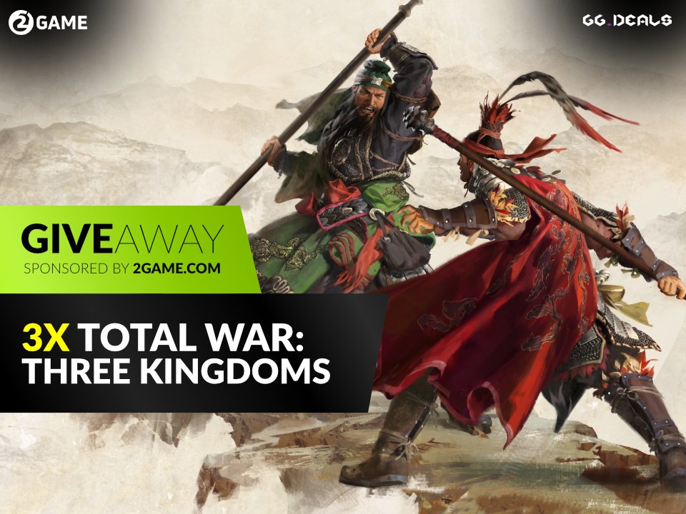 It's 🎁 GIVEAWAY 🎁 time! Participate for a chance of winning 1 of 3 Steam keys for Total War: Three Kingdoms!

🔎 gg.deals/giveaway/win-1…

The giveaway is sponsored by <a href="/2game/">2Game</a> and organised by <a href="/GGdeals/">GG.deals</a> 

GG HF 🍀