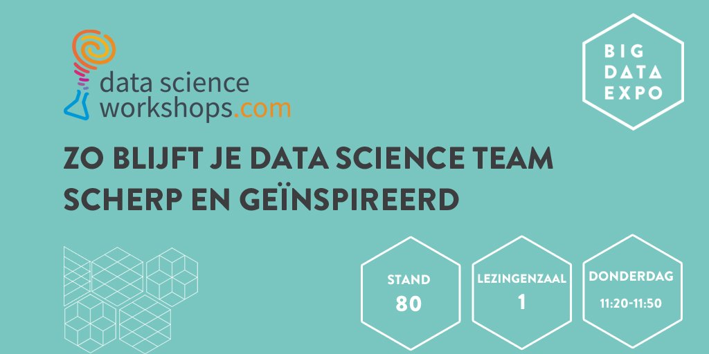 Je hebt een team van mensen die wat met data doen. Nu is het van belang dat zij scherp en geïnspireerd blijven. Hoe? <a href="/DataSciWorkshop/">Data Science Workshops</a> vertelt samen met <a href="/transavia/">transavia</a> en <a href="/dpdNL/">DPD Pakketservice NL</a> meer tijdens #bde19! bit.ly/2KQa6kw