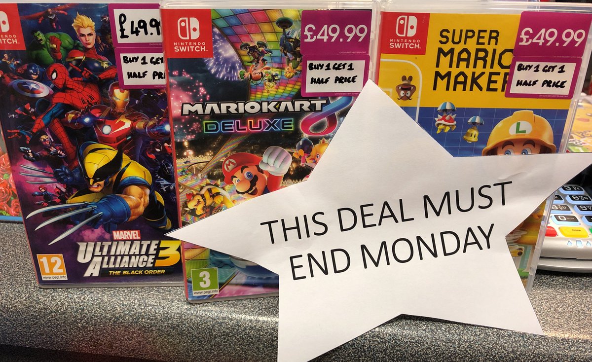GAMEKilmarnock's tweet photo. We’ve got so many great #NintendoSwitch deals on this weekend.

Not only can you get selected titles in our awesome #BOGOHP deal but we are also still giving away this amazing #NintendoNotepad with selected titles too.

Don’t forget this deal is for this weekend only. https://t.co/ZrpMpPg6xQ