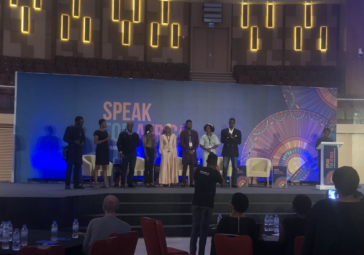 Chydee's tweet photo. The convener’s closing remarks. Congratulations @PerezTigidam x @TheNerveAfrica x Team Arden and Newton. Cheers to more #Gafcomm events. #SpeakForAfrica 👊🏾👊🏾🔥 https://t.co/6jeS5ZC6XN