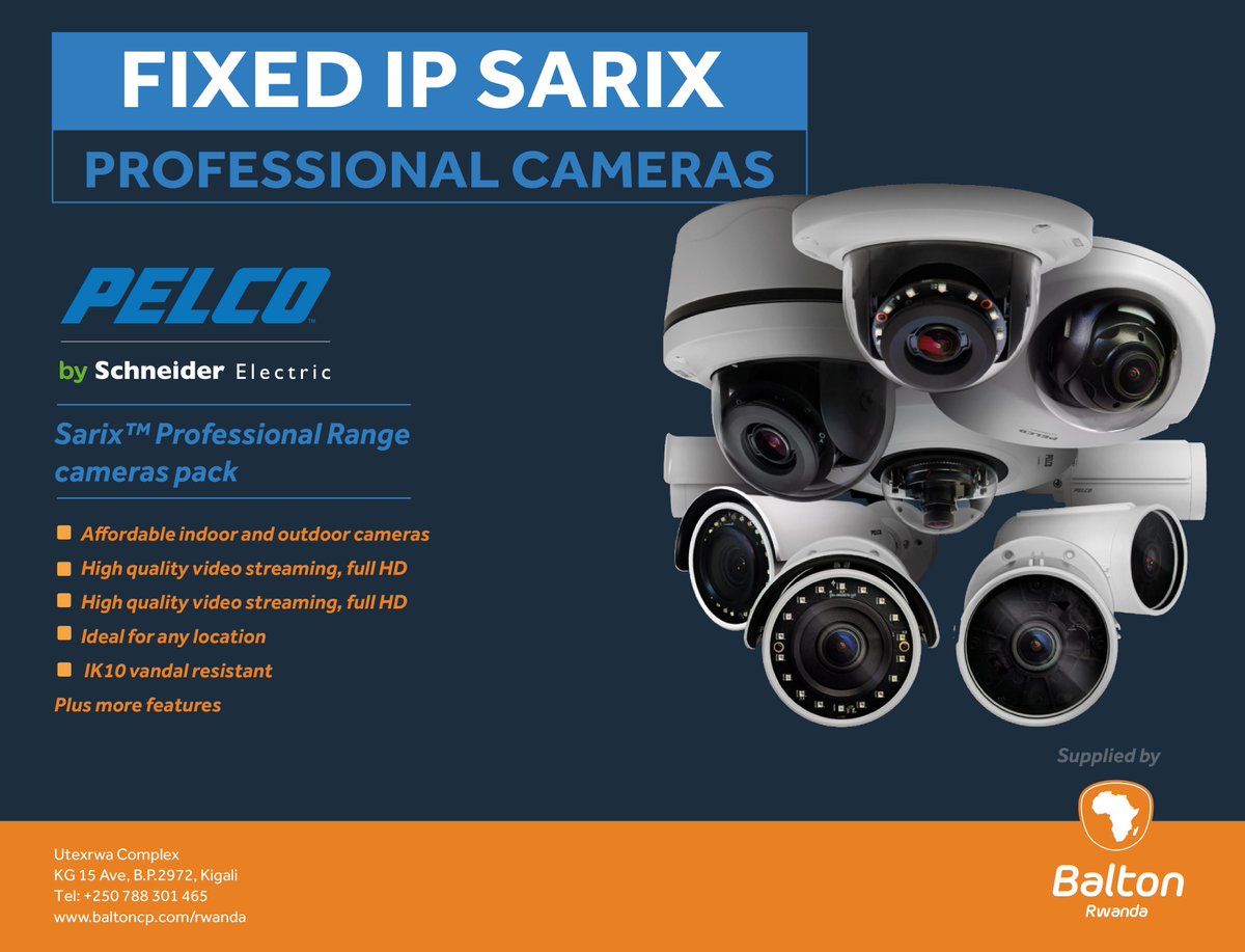 Our Fixed IP Sarix Cameras are not only affordable  but also offer impressive visibility even in the harshest conditions.

Contact us today for a quote: 0788301465

#Balton #Cameras #Rwanda #RwOT