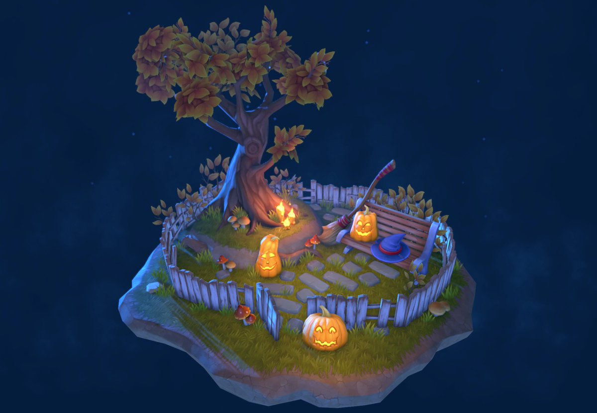 Made this small diorama on the occasion of #halloween2019
Coming soon on #unityAssetStore

Also check this model on <a href="/Sketchfab/">Sketchfab</a> 

skfb.ly/6MOvW

#madewithunity #unity3d #screenshotsaturday #lowpoly #3dart #gameart #assets #pumpkins #halloween