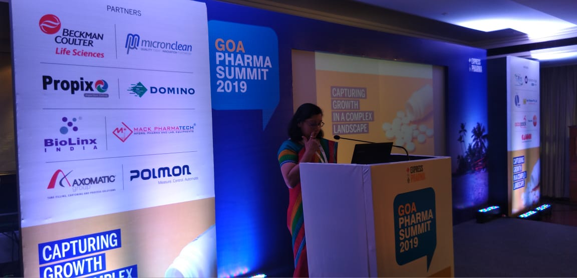 LNair23's tweet photo. Jyoti Sardesai, Director, Goa FDA says that patient safety and well being is at the heart of all the functions of the pharma sector, at her address as the Chief Guest of #GoaPharma Summit 2019. https://t.co/pefPKSwiDk