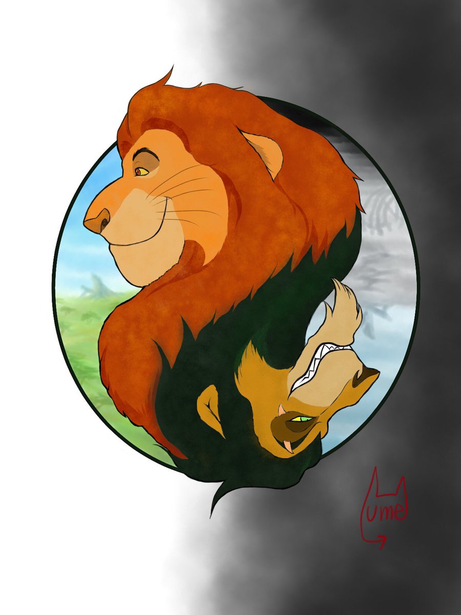 ウメ スカーのヒゲ描き忘れたので 修正しましたwww ライオンキング ムファサ スカー 陰陽 Lionking