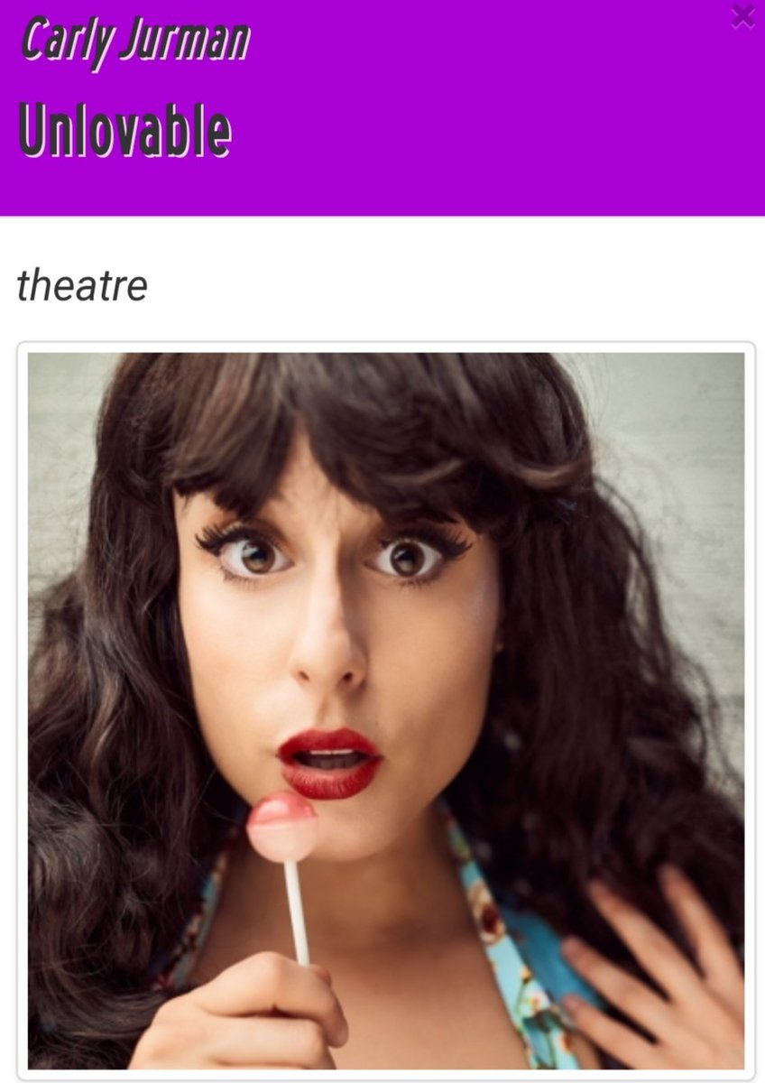 Everyone please go to see #Unlovable from <a href="/carly_jurman/">Carly Jurman</a>, a brilliantly bokers solo clown show about being unable to find love. I enjoyed every second of it, except, of course, the revelation of a very bad childhood incident. At <a href="/EtceteraTheatre/">Etcetera Theatre</a> until Sun (part of <a href="/CamdenFringe/">Camden Fringe</a>)