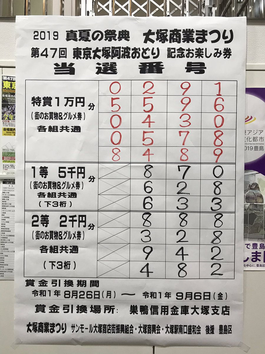 m_ohtsuka's tweet photo. 東京大塚阿波おどり前夜祭お楽しみ抽選の結果 https://t.co/KQTxpf3ap7