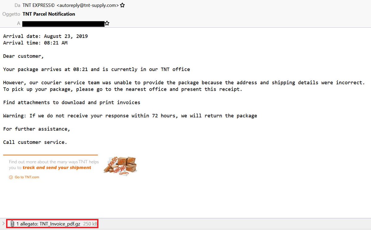 reecdeep's tweet photo. ๐ด #Fareit #pony #malware from #malspam as fake 'TNT Parcel Notification'
#threatintel #threathunting #infosec #CyberSecurity #DFIR
c2: hxxp://chirayugroup.in/web11/host/server/gate.php
https://t.co/T7XQLK0DDw
@JAMESWT_MHT @malwrhunterteam @matte_lodi
@merlos1977 @58_158_177_102 https://t.co/9JVajeNh1Q