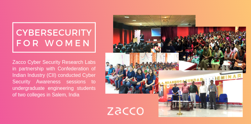 ZaccoCyberSec's tweet photo. Zacco Cyber Security Research Labs in partnership with the Confederation of Indian Industry (CII) conducted Cyber Security Awareness sessions to undergraduate engineering students of two colleges in Salem, India. #cybersecurity #womenincybersecurity #zacco360ip https://t.co/84P5kQC8WP