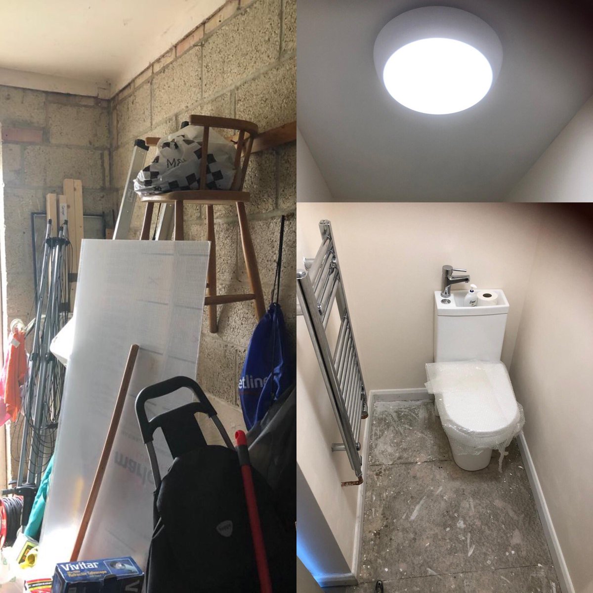 heating_tri's tweet photo. From a garage to a cloakroom.  
#transformation #garage #conversion #garageconversion #cloakroom #plumbing #wedoitall https://t.co/qR4KPXDKQb
