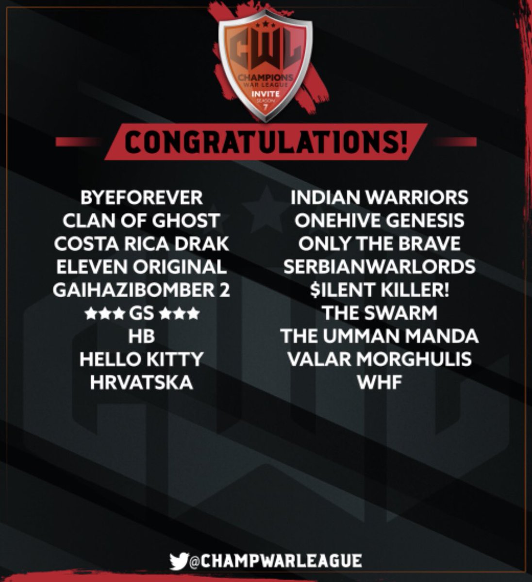 TUM is officially in CWL Invite 🤠 This is our 3rd season in CWL and we are pumped to be going into the most prestigious mixed bd division there is. 
#LiteToInvite
GL to all clans accepted, should be a fun season 😎 

Ƒʉͫcͧкͭιͪηͣ ⚔️T⚔️U⚔️M⚔️ 
<a href="/champwarleague/">Champions War League</a>