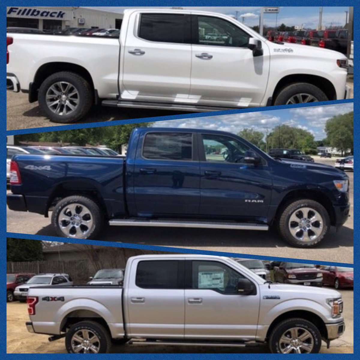 What’s your favorite? Ford? Chevy? Or Ram? #fillbackfamilyofdealerships
