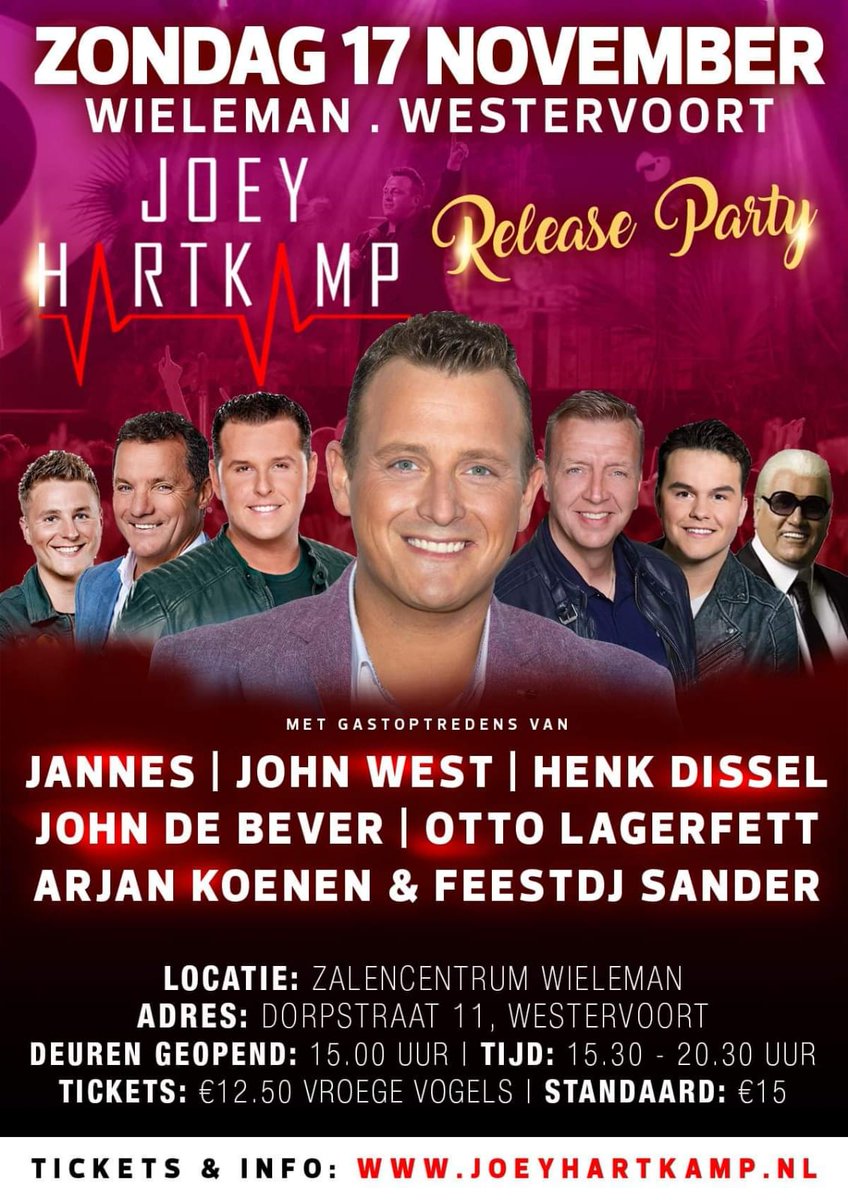 De kaartverkoop is 𝗻𝘂 gestart 😀 Ik heb er super veel zin in!!

Bestel nu je 𝗩𝗿𝗼𝗲𝗴𝗲 𝗩𝗼𝗴𝗲𝗹 tickets met korting via ➡️ joeyhartkamp.nl