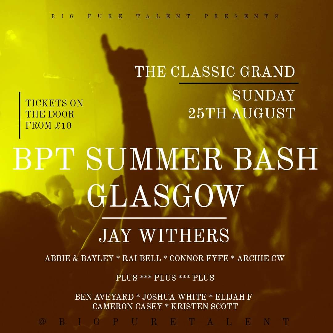 JayWithersmusic's tweet image. Buzzing for this Sunday

@BigPureTalent Summer Bash. 

The Classic Grand. Sunday 25th August. Doors open at 1pm. Tickets available on the door.

See you there

Jay x