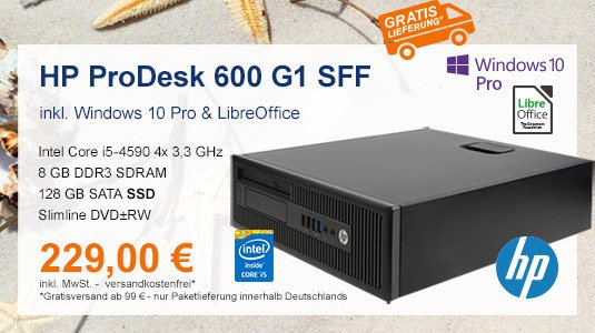 Riesenlieferung HP PCs eingetroffen! HP ProDesk 600 G1 SFF inkl SSD + Windows 10 Pro für nur 229 EUR!
itsco.de/pc-hp-prodesk-…