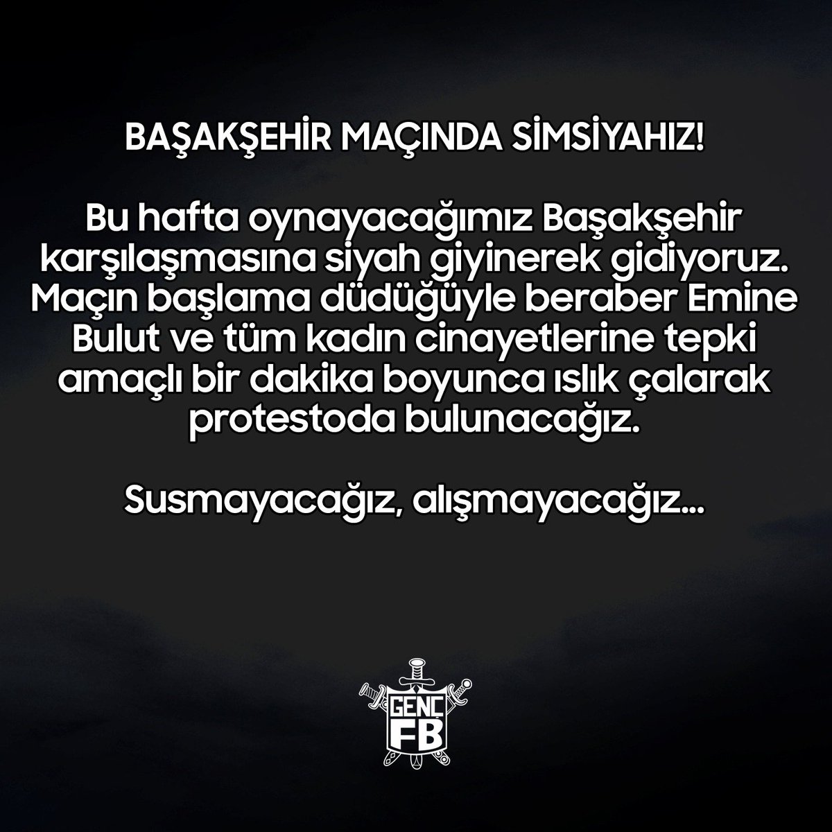 SUSMAYACAĞIZ ALIŞMAYACAĞIZ! 

Kadın Cinayetlerine Son ! #EmineBulut