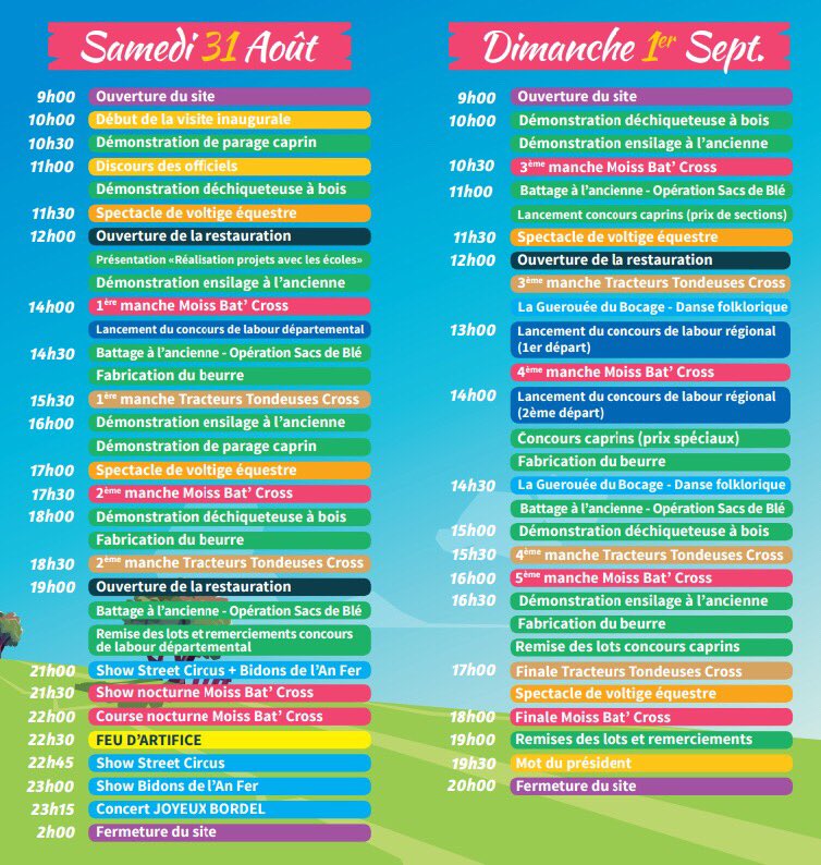 Et voici le programme de 35eme fête de l’agriculture ! 😁