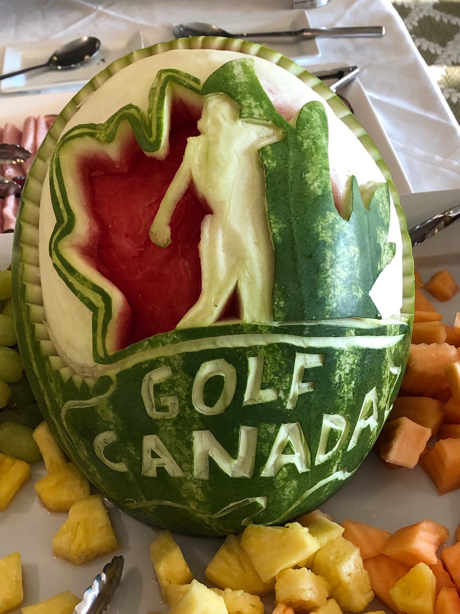 Here’s the official carved Golf Canada Men’s Mid-Am watermelon, presented by ⁦<a href="/Summit_Golf/">Summit Golf Club</a>⁩