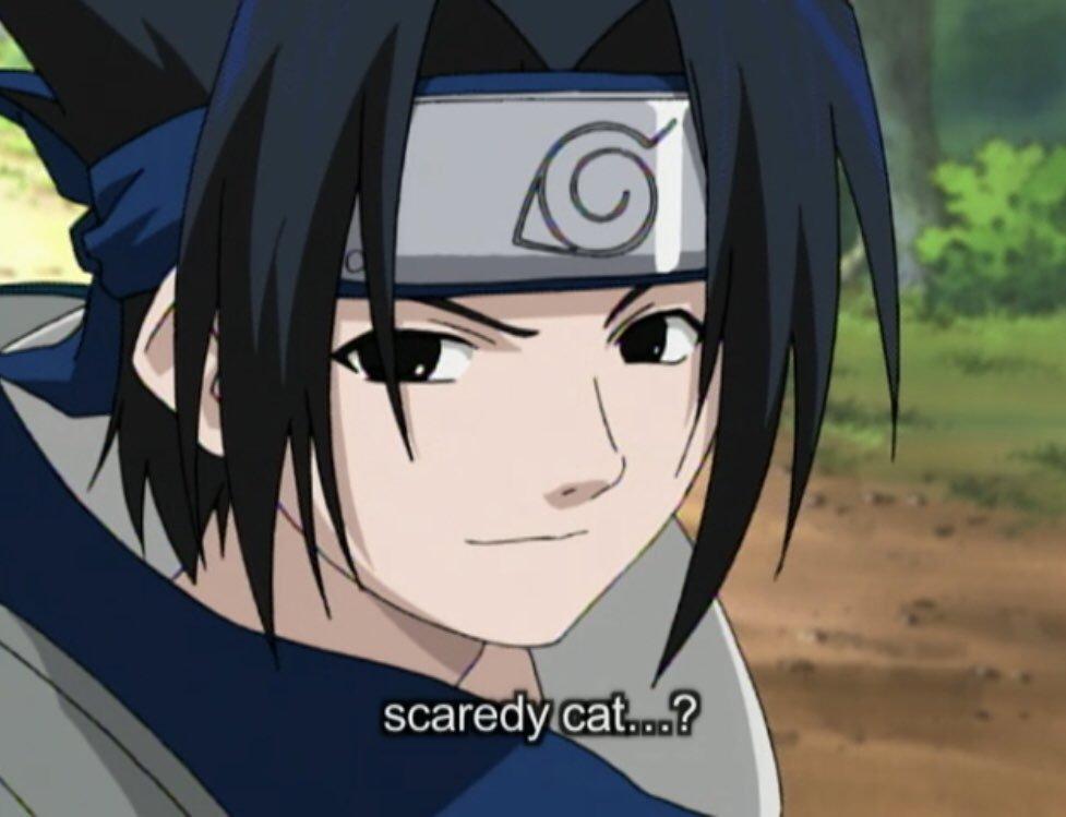 are you hurt scaredy cat? 🥶 #anime #naruto #sasuke #scaredcat