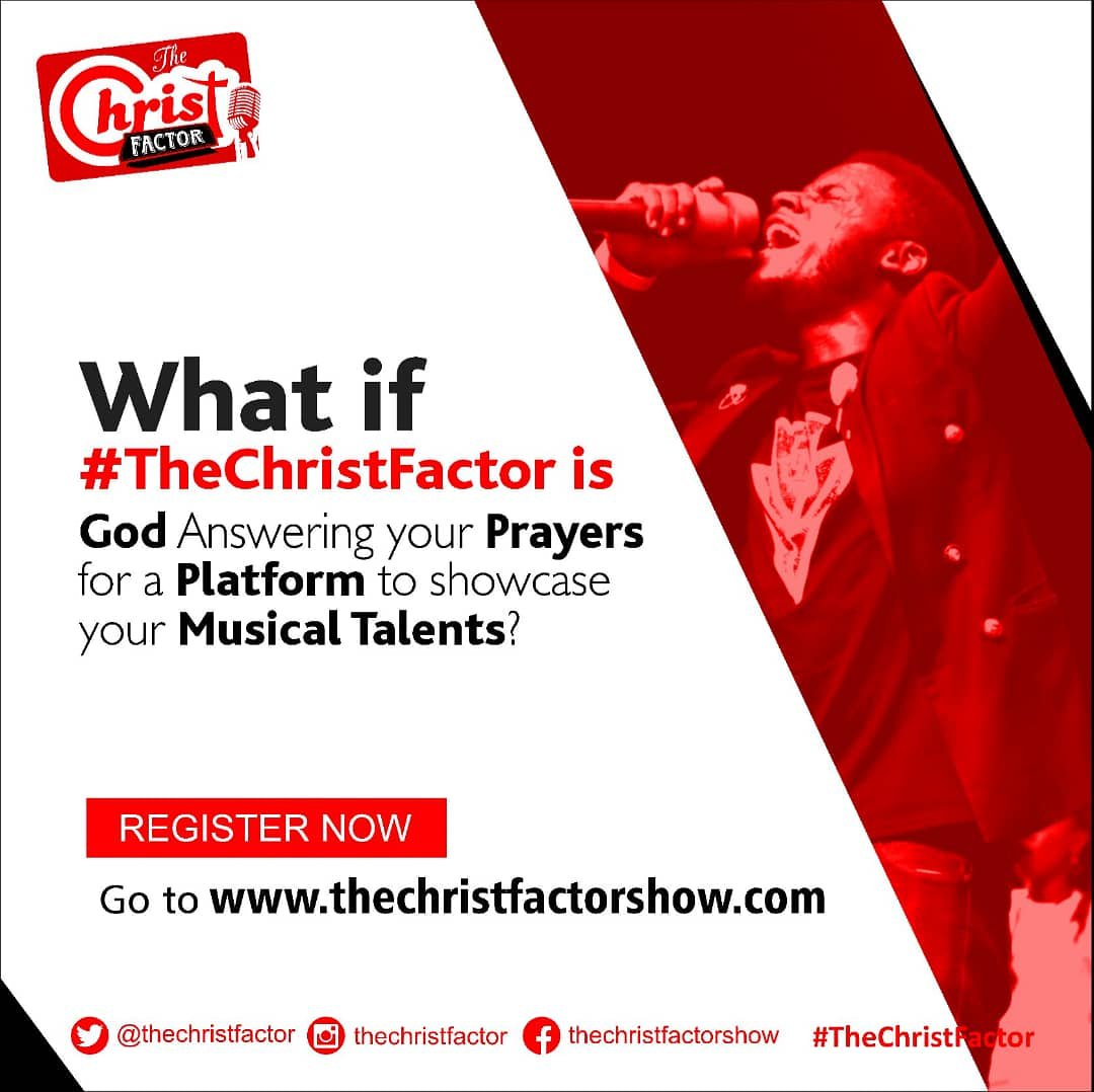 markidiahi's tweet photo. What if #TheChristFactor is God answering your prayers for a platform to showcase your musical talents?
It's #TheChristFactorShow season one
Visit https://t.co/IZmzZkWBW4 to REGISTER NOW
@thechristfactor https://t.co/umFtu2dQ7F