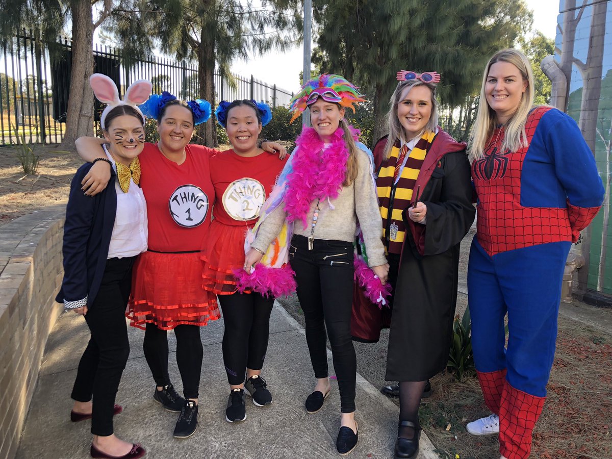jacquiehezemans's tweet photo. The staff at @claymore_ps getting in to the spirit for #bookweek2019 #ClaymorePride❤️💙 https://t.co/QMmbFn5fHX