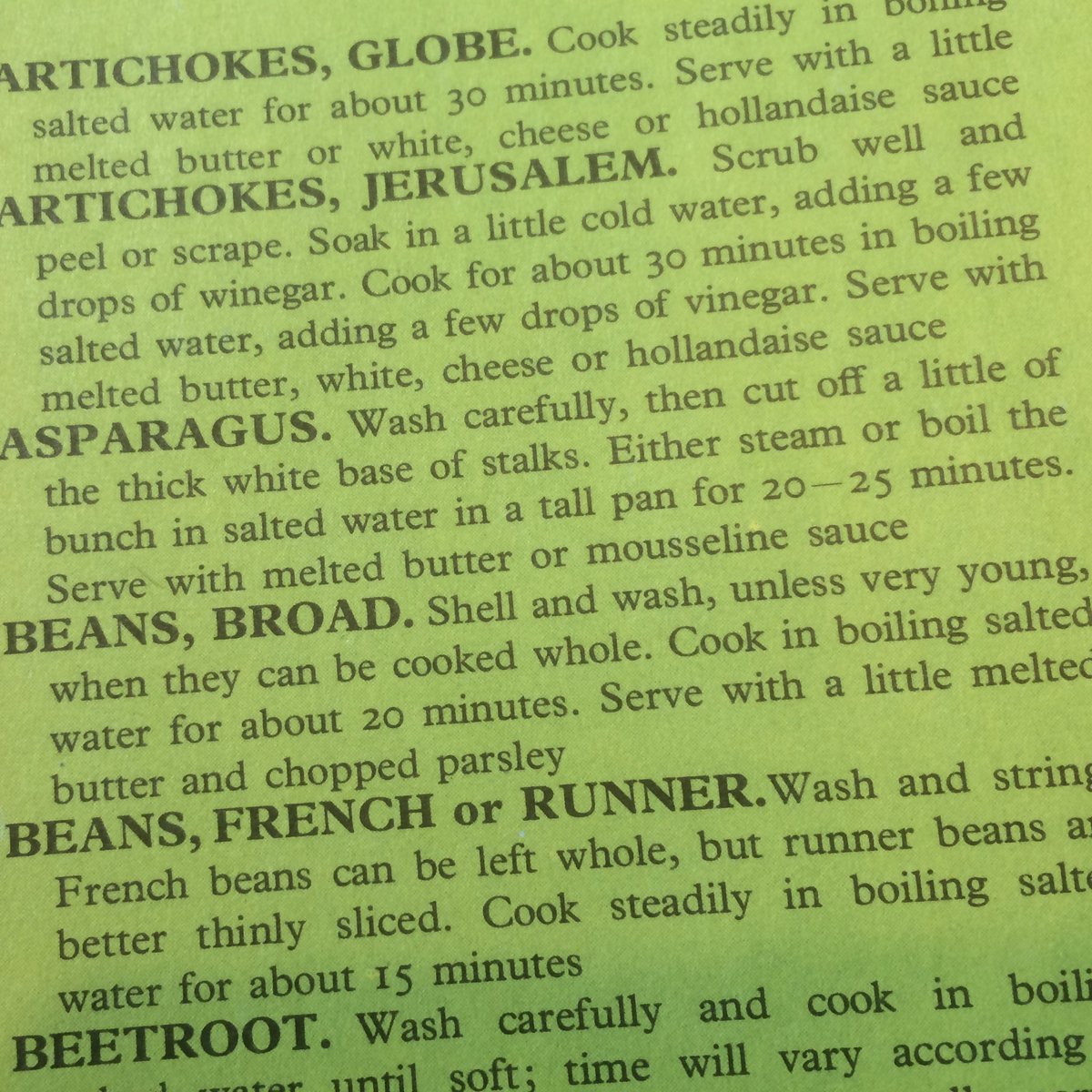 BeverleyHaigh1's tweet photo. My mum found this gem after watching @NigelSlater’s @ToastPlay last night @theLBT. Steam or boil asparagus ‘for 20-25 minutes’ #ToastPlay 🍞 https://t.co/HavFF23KXK
