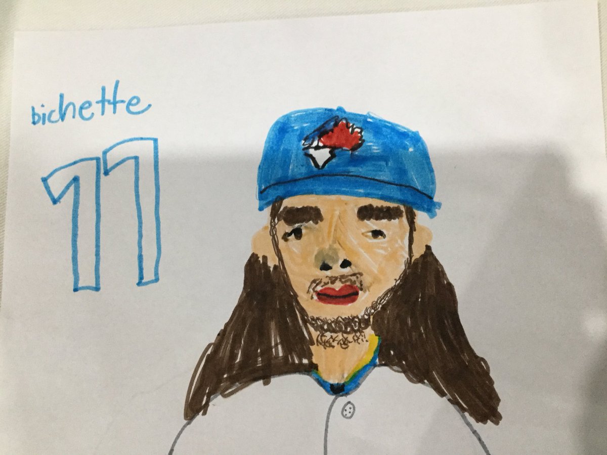 macdon_luke's tweet photo. 8 yr old son:”Dad what should I draw?” Me: “Your favourite baseball player.” @19boknows @BlueJays https://t.co/Ln0LwX7Wjq