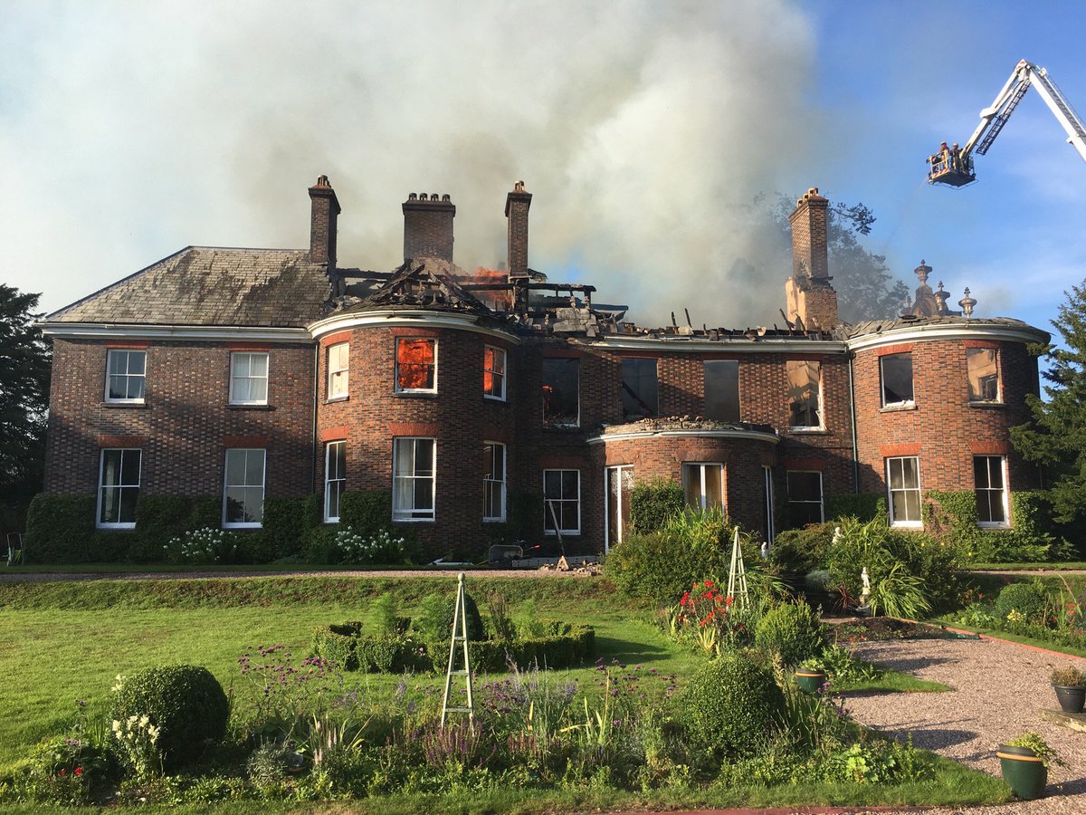 We are at a significant fire at Betley Court in Betley. We have 6 Fire Appliances with 30 firefighters and an ALP. The main road in Betley has been closed so please avoid the area. #Betley
