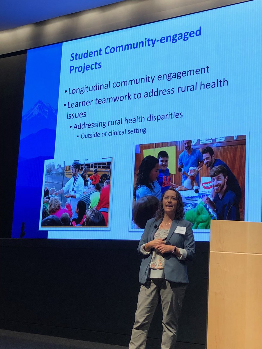 tracybumsted's tweet photo. Joyce Hollander-Rodriguez discussing innovative Oregon First student training in Klamath Falls ⁦@OHSUSOM⁩ YourMD at COMPADRE mtg in ⁦@AmerMedicalAssn⁩ Reimagining Residency grant. Students learn Rural competencies for practicing in under-resourced settings https://t.co/8mjmk3FmU7