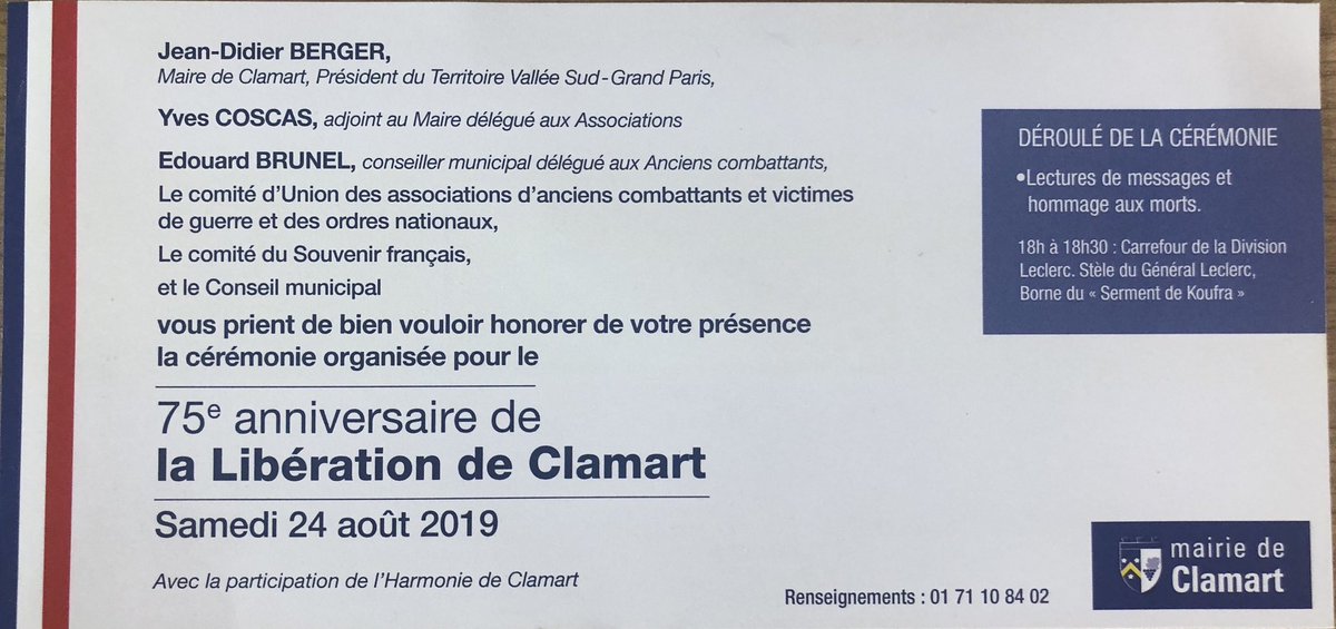 JD_Berger's tweet image. 📌Retrouvez nous demain à 18h pour l’anniversaire de la #Libération de #Clamart par la #2emeDB. Nouveauté : vous pourrez désormais en savoir + sur cet événement grâce au #QRCode mis en place à la borne du Serment de Koufra.
