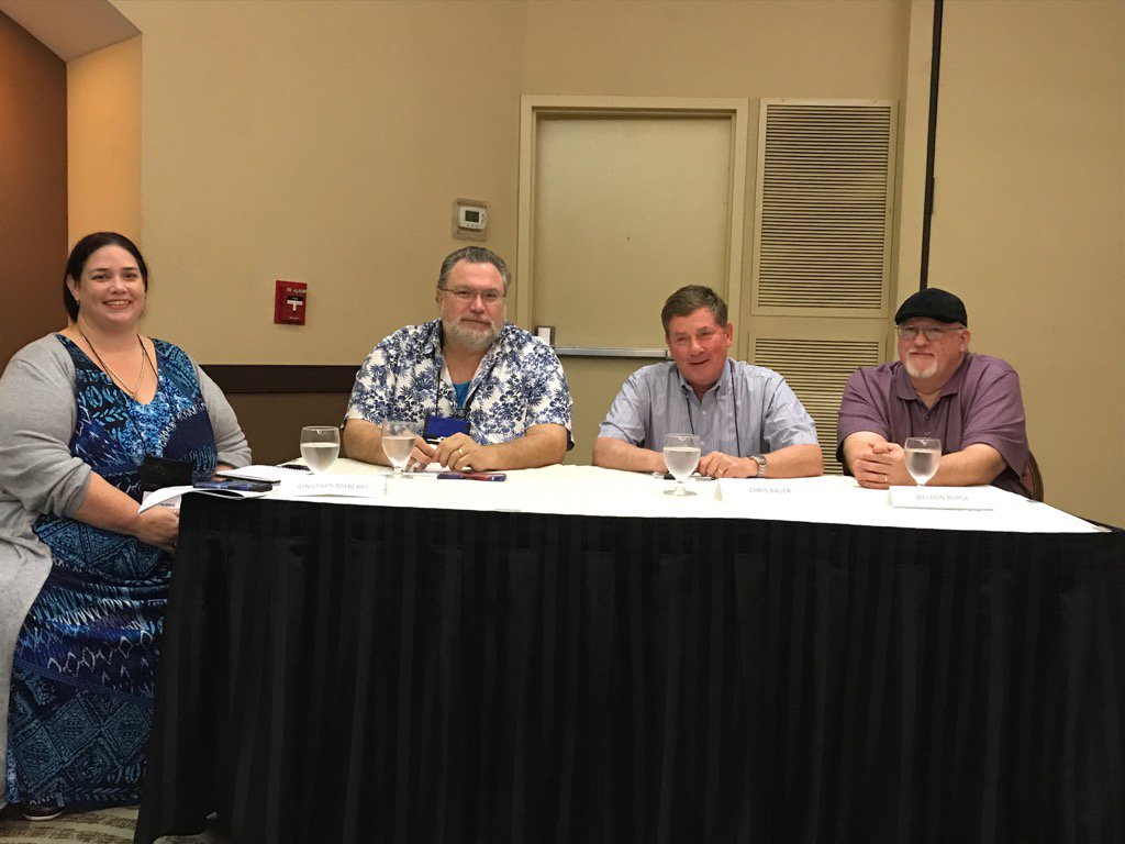 weldonburge's tweet photo. One cool thing about the Creatures, Crimes, and Creativity conference, you often to get to sit on panel discussions with revered authors. And here I sit with Jonathan Maberry and Chris Bauer. Wow!
https://t.co/TULIDGEZbF
#MDC3Con #C3 #jonathanmaberry #chrisbauer https://t.co/RKsm974atu