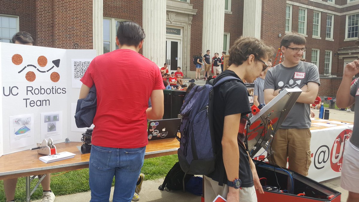 UCRoboticsTeam's tweet photo. Happy Welcome Week! Come out to Schnieder Quad to meet the UC Robotics Team and our robot, Dokalman. We'll be here until 2:30. Hope to see you! #ucwelcome19 https://t.co/ARcSXRYo0B