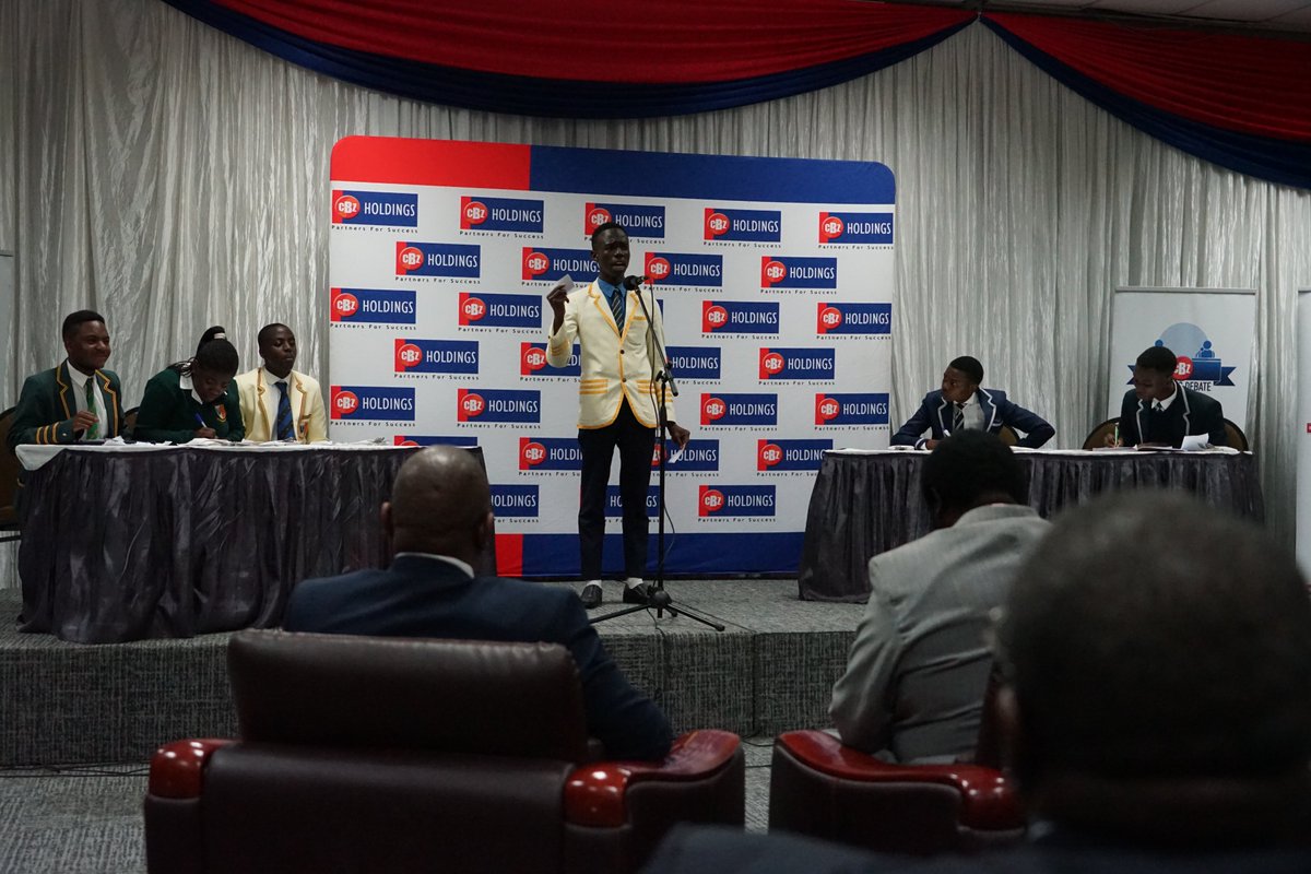 NewZimbabweCom's tweet photo. #cbzdebate2019 Secondary Schools #finalists: #StIgnatious and #Mtshabezi #debating the topic "Modern economies can function without electricity" Watch live on https://t.co/DVzpF4dFD1 @CBZHoldings @CbzDebate @Besper @joelgombera https://t.co/EbwbWxcvXa